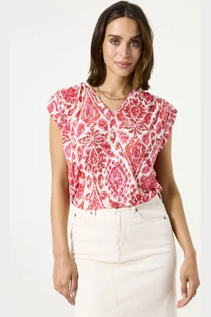 Garcia Dames All over print T-shirt Rood Korte mouw