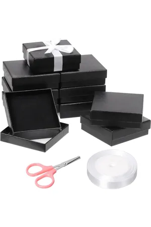 Merkloos 12 stuks Zwarte Waaiervormige Sieraden Geschenkdozen - 35 x 35 x 11 inch - Voor Ring Oorbel Sieraden - Kerstmis Verjaardag Jubilea Valentijnsdag Moederdag en Meer
