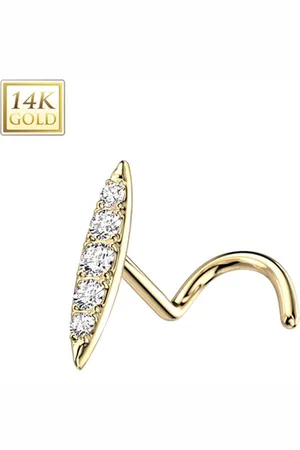 LMPiercings NL 14kt Gouden neuspiercing Paved Bar Top