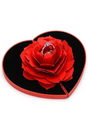 Merkloos Rose Ringendoosje - Pop Up Sieradendoosje voor Valentijnsdag, Bruiloft en Verlovingsring