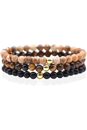 Memphis Stacked Kralen Armbanden set - 6mm Brown