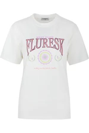 Fluresk T-shirt Soraya T Shirt 25zfff04 011231 Offwhite/flower Peach Dames