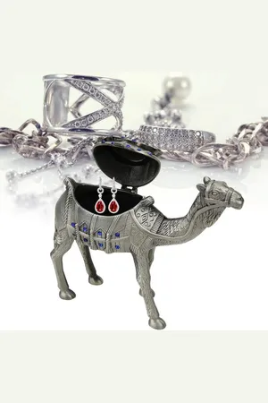 Merkloos Schattig gelukkig kameel sieradendoosje - handbeschilderd - verzamelaar ring display - ingelegde geschenken - hoofddecoratie .