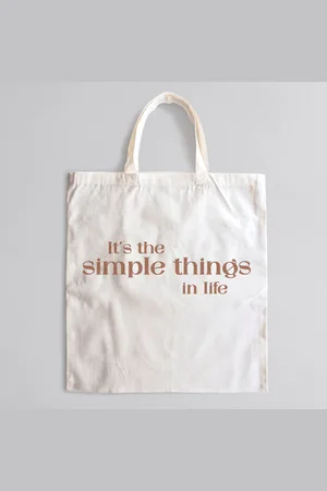 Merkloos Simple Things in Life Totebag bruin - Canvastas waar je het rustig aan kan doen en dankbaar ben voor de kleine dingen in het leven | Duurzame en Stijlvolle Tas voor Dagelijks Gebruik