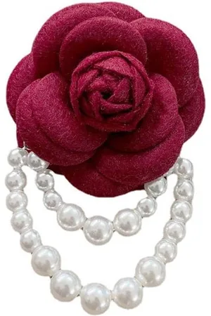 Merkloos Camelia Bloem Parel Kwastje Broches Pins Stof Bloemen Broche Klassiek voor Bruiloft Feest Dans Banket voor Vrouwen Dames Elegante Reversspeldjes Jurk Pak Ceremonie Kleding Accessoires