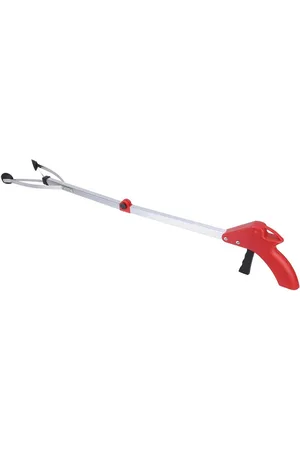 Merkloos Trash Grabber Tool Litter Picker Rubbish Pick Up for Garden Leaves (Red handle)