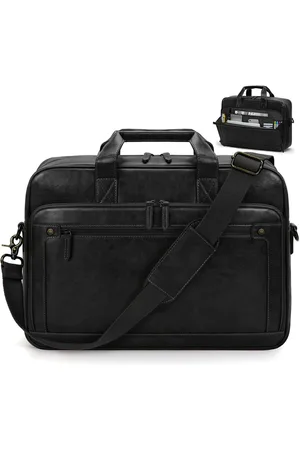 Merkloos Lubardy Heren Vintage Laptoptas 40.64 cm - Verstelbare Crossbody Messenger Aktetas met Meerdere Vakken, Retro Straatstijl voor Werk, Zakenreizen & College, Zwarte Computer Tas, Kantoor Essentials, Strak Ontwerp, Veilige Sluiting, Voor Kanto