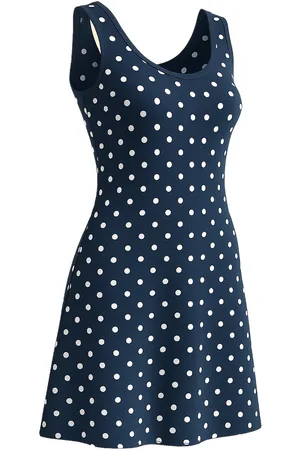 Merkloos Debbie Morgan Jurk - Navy met Witte Stipjes - M