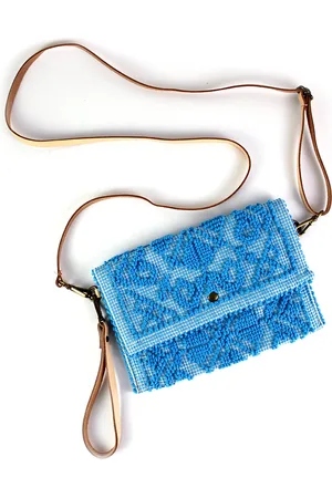 Merkloos Ibiza Clutch met leren schouderband