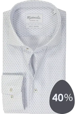 Michaelis Slim fit heren overhemd - popeline - dessin - Strijkvriendelijk - Boordmaat: 43