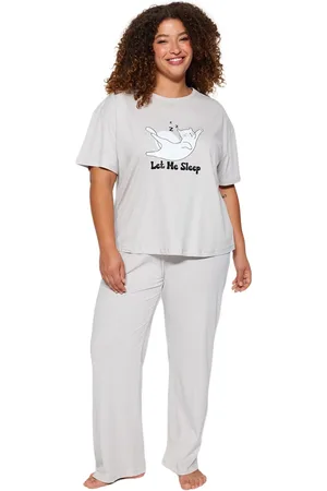 Trendyol Gebreide Pyjamaset Met Lila Print Tbbaw24Ai00003