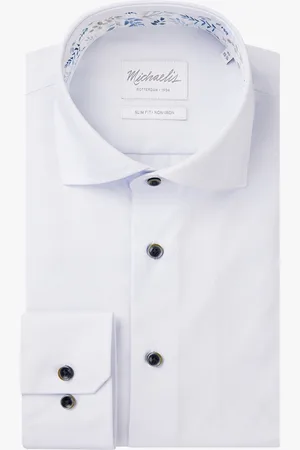 Michaelis Slim fit heren overhemd - twill - - Strijkvrij - Boordmaat: 40