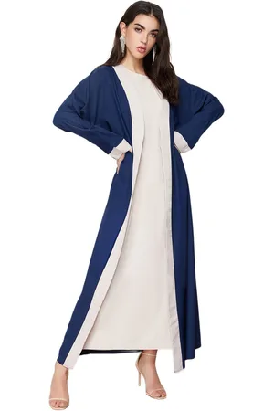 Trendyol Groene Kleurblok Lang Geweven Jurkloze Pet Uit Één Stuk & Abaya & Abaya Tctss24Kf00009