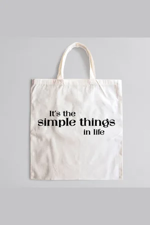 Merkloos Simple Things in Life Totebag zwart - Canvastas waar je het rustig aan kan doen en dankbaar ben voor de kleine dingen in het leven | Duurzame en Stijlvolle Tas voor Dagelijks Gebruik