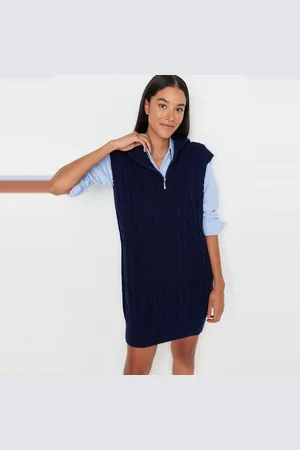 Trendyol Marineblauwe Mini-Gebreide Jurk Twoaw23El00189