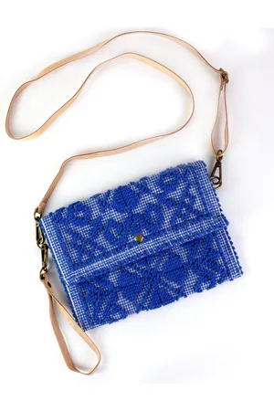 Merkloos Ibiza Clutch met leren schouderband