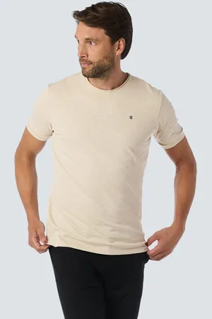 No Excess T-shirt met ronde hals, opgerolde mouwen en subtiele logoprint