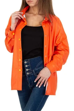Merkloos Oversized blouse jasje knal PU leer S