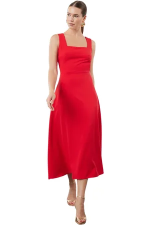 Trendyol Rode A-Cut Geweven Elegante Avondjurk Tprss24El00208