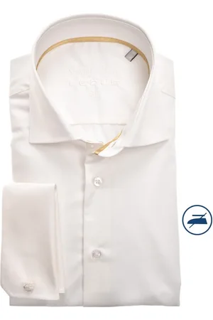 Ledub Slim fit overhemd - dubbele manchet - twill - Strijkvrij - Boordmaat: 46
