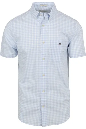 GANT Overhemd Short Sleeve Lichtblauw
