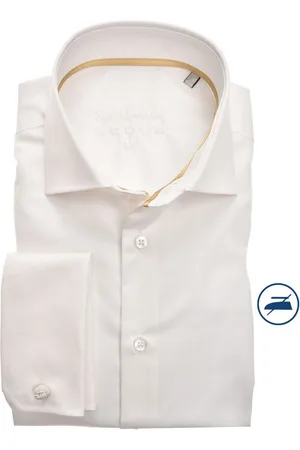 Ledub Modern fit overhemd - dubbele manchet - twill - Strijkvrij - Boordmaat: 38