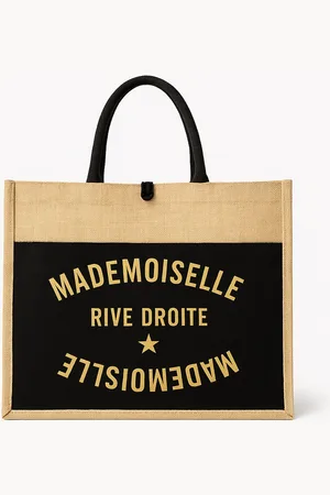 Merkloos Jute Shopper “Mademoiselle Rive Droite” – Parijse Chic in een Tas
