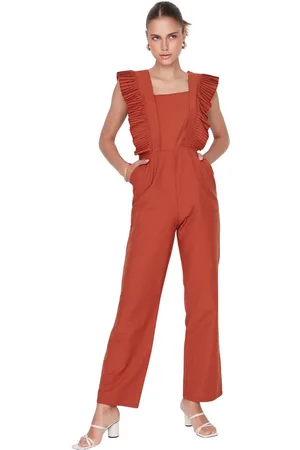 Trendyol Jumpsuit Met Bruine Kraag En Gedetailleerde Details Twoss22Tu0011