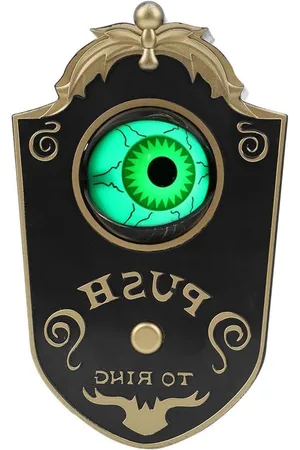 Merkloos One-Eyed Halloween Doorbell Decoration - Hanging Eyeball with Sound - Black