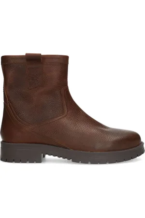 Manfield Heren - Donkerbruine leren boots