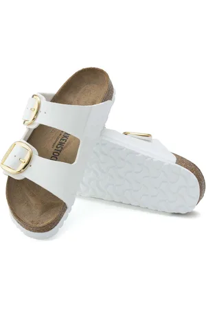Birkenstock Arizona Grote Gesp Patent Witte Slippers, Birko Flor Patent - Streetwear - Vrouwen