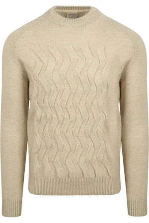No Excess Tweekleurige jacquard trui met ronde hals en wol: Tijdloze stijl en warmte