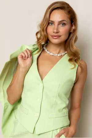 FREEBIRD Gilet Giovanna Wv Cot Stripe 25 2 1927 Paradise Green Dames