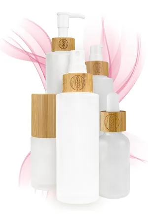 Merkloos Lege Glazen Sprayflessen 100ml met Bamboe Dop en Gravure – Set van 3 Navulbare Vernevelingsflessen voor DIY Natuurlijke Cosmetica