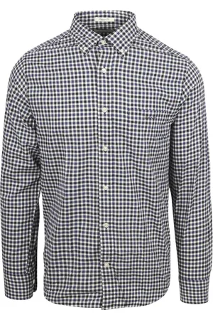 GANT Overhemd Twill Gingham Donkerblauw (navy)