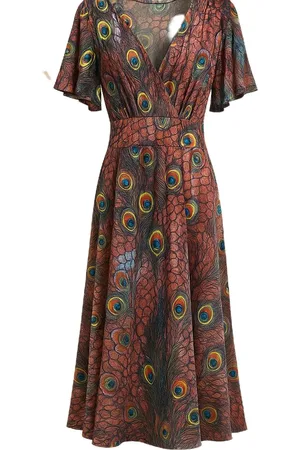 Merkloos Pauwenprint Maxi Dress – Jimi Fei Paris | One Size Statementjurk