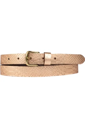 Petrol Industries Riem Dames - Broekriem - Met Slangenpatroon - Leer - Rosé goud - 80 cm - XS