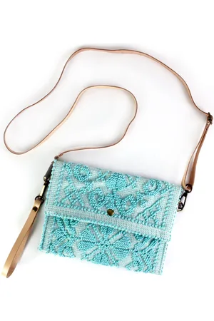 Merkloos Ibiza Clutch met leren schouderband