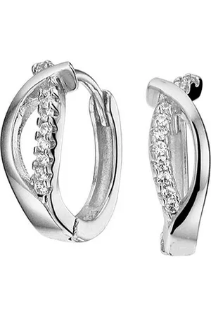 The Jewelry Collection Klapoorringen Zirkonia - Zilver