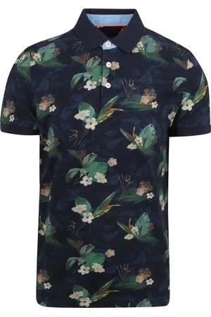 NZA NZA New Zealand Auckland - Donkerblauw polo met bloemen