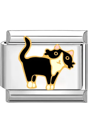 quiges Schakel - Bedel - 9mm - charms - Kleurrijk - Kat - Geschikt voor - Nomination- armband - Schakelarmband - italy bedels armband