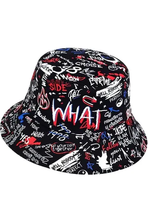 Merkloos Trendy Bucket Hat ’98 – /Wit/Rood – One Size - Zonnehoedje