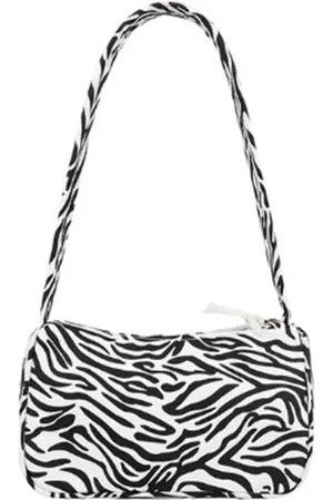 Merkloos Mini Schoudertas Dames - Zebraprint - 22x8x14 cm - Wit/Zwart