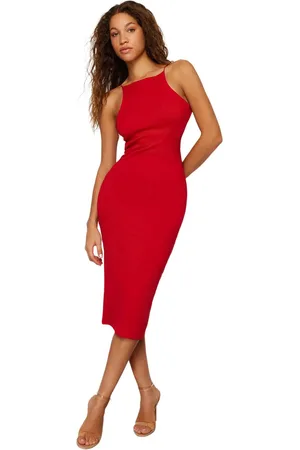 Trendyol Zwarte Effen Midi Gebreide Jurk Twoss24El00020
