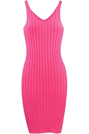 Merkloos Knitted jurk basic - nieuwe collectie - lente/zomer - rib jersey - dames - - maat L