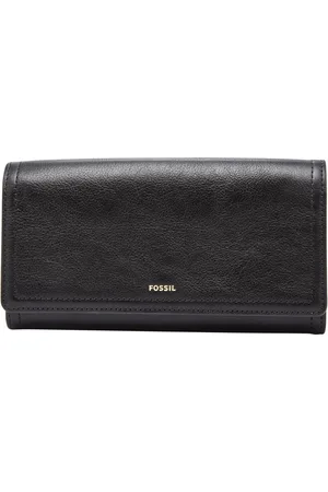 Fossil Leren Portemonnee Logan Flap Clutch Zwart