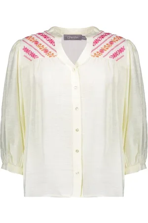 Geisha Blouse Blouse Met Driekwart Geplooide Mouwen 53401 14 000010 Off White/fuschia/orange Dames