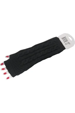 Merkloos Arm manchet Dames - antraciet - lange warme gebreide vingerloze armmouwen - 30 cm