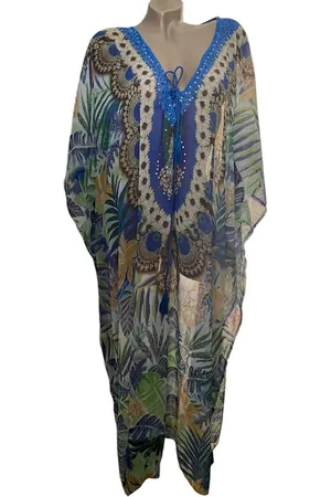 Merkloos Kaftan half transparant kaftan grote maten met steentjes 35/L 128/105cm One size 42-54
