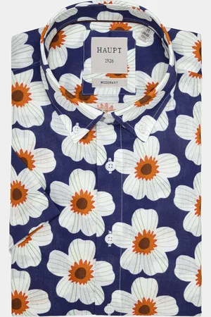 Haupt Korte mouw design shirt flowers